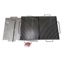 Grătar metalic de curte și grădină model W, 70 x 45 x 85 cm, pe cărbuni, cu picioare detașabile, două grilluri și o plită