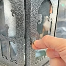 Felinar metalic pentru cimitir, GRS F2G, vopsit electrostatic gri-argintiu, cu picior