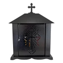 Felinar metalic pentru cimitir, GRS F5U1N cu usă, vopsit electrostatic negru, fără picior