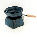 Cățuie din metal cu mâner din lemn pentru ars tămâie, GRS-K3N, negru, 80mm