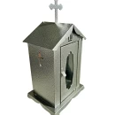 Felinar metalic pentru cimitir, GRS F4G, vopsit electrostatic gri, cu picior