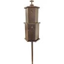 Felinar metalic pentru cimitir, GRS F10M, vopsit electrostatic maro, cu picior