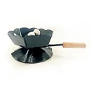 Cățuie din metal cu mâner din lemn pentru ars tămâie, GRS-K2N, negru, 62mm