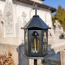 Felinar metalic pentru cimitir, GRS F2N, vopsit electrostatic negru, cu picior