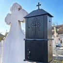 Felinar metalic pentru cimitir, GRS F1N, vopsit electrostatic negru, cu picior detasabil