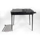 Grătar metalic de curte și grădină model W, 70 x 45 x 85 cm, pe cărbuni, cu picioare detașabile, două grilluri și o plită