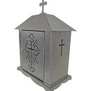 Felinar metalic pentru cimitir, GRS F5U1G cu ușă, vopsit electrostatic gri-argintiu, fără picior