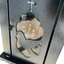 Felinar metalic pentru cimitir, GRS F6N, vopsit electrostatic negru, cu picior