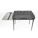 Grătar metalic de curte și grădină model W, 70 x 45 x 85 cm, pe cărbuni, cu picioare detașabile, două grilluri și o plită