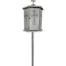Felinar metalic pentru cimitir, GRS F9G, vopsit electrostatic gri-argintiu, cu picior