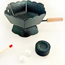 Cățuie din metal cu mâner din lemn pentru ars tămâie, GRS-K3N, negru, 80mm