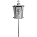 Felinar metalic pentru cimitir, GRS F8G, vopsit electrostatic gri-argintiu, cu picior