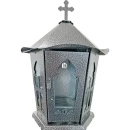 Felinar metalic pentru cimitir, GRS F3G, vopsit electrostatic gri-argintiu, cu picior,