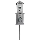 Felinar metalic pentru cimitir, GRS F7G, vopsit electrostatic gri-argintiu, cu picior