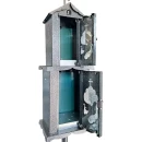 Felinar metalic pentru cimitir, GRS F7G, vopsit electrostatic gri-argintiu, cu picior