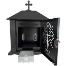 Felinar metalic pentru cimitir, GRS F5U1N cu usă, vopsit electrostatic negru, fără picior