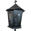 Felinar metalic pentru cimitir, GRS F3N, vopsit electrostatic negru, cu picior