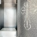 Felinar metalic pentru cimitir, GRS F10G, vopsit electrostatic gri-argintiu, cu picior