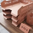 Set tăvițe metalice pentru birou OFFICE 3, OF5P-S3, model 5, pink