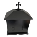 Felinar metalic pentru cimitir, GRS F5U1N cu usă, vopsit electrostatic negru, fără picior