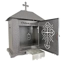 Felinar metalic pentru cimitir, GRS F5U1G cu ușă, vopsit electrostatic gri-argintiu, fără picior