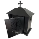 Felinar metalic pentru cimitir, GRS F5U1N cu usă, vopsit electrostatic negru, fără picior