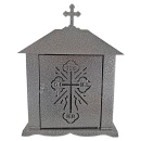 Felinar metalic pentru cimitir, GRS F5U1G cu ușă, vopsit electrostatic gri-argintiu, fără picior