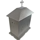 Felinar metalic pentru cimitir, GRS F5U1G cu ușă, vopsit electrostatic gri-argintiu, fără picior