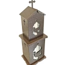 Felinar metalic pentru cimitir, GRS F7M, vopsit electrostatic maro, cu picior