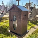 Felinar metalic pentru cimitir, GRS F4M, vopsit electrostatic maro, cu picior