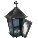 Felinar metalic pentru cimitir, GRS F3N, vopsit electrostatic negru, cu picior