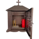 Felinar metalic pentru cimitir, GRS F5U1M cu ușă, vopsit electrostatic maro, fără picior
