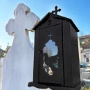 Felinar metalic pentru cimitir, GRS F6N, vopsit electrostatic negru, cu picior