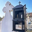 Felinar metalic pentru cimitir, GRS F1N, vopsit electrostatic negru, cu picior detasabil