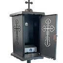 Felinar metalic pentru cimitir, GRS F9N, vopsit electrostatic negru, cu picior