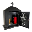 Felinar metalic pentru cimitir, GRS F5U1N cu usă, vopsit electrostatic negru, fără picior