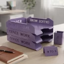 Set tăvițe metalice pentru birou OFFICE 3, OF5V-S3, model 5, violet