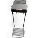 Grătar metalic de curte și grădină model W, 70 x 45 x 85 cm, pe cărbuni, cu picioare detașabile, două grilluri și o plită