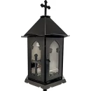 Felinar metalic pentru cimitir, GRS F2N, vopsit electrostatic negru, cu picior