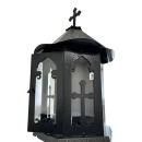 Felinar metalic pentru cimitir, GRS F2N, vopsit electrostatic negru, cu picior