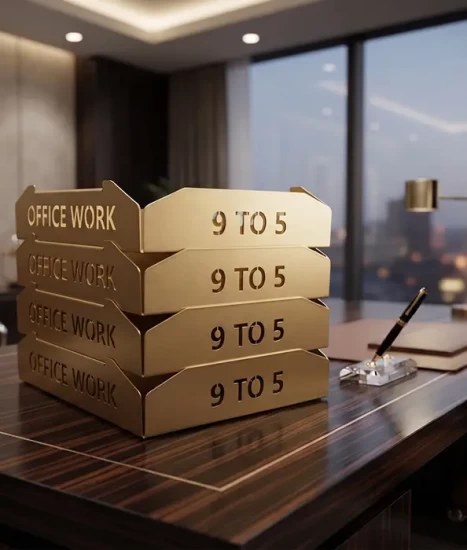 Set tăvițe metalice pentru birou OFFICE 4, OF5G-S4, model 5, gold