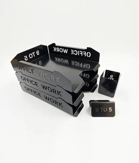 Set tăvițe metalice pentru birou OFFICE 3, OF5N-S3, model 5, negru