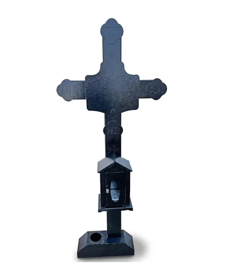Cruce Metalică Cimitir cu felinar, GRS-CR3 – 150x62 cm, vopsită electrostatic