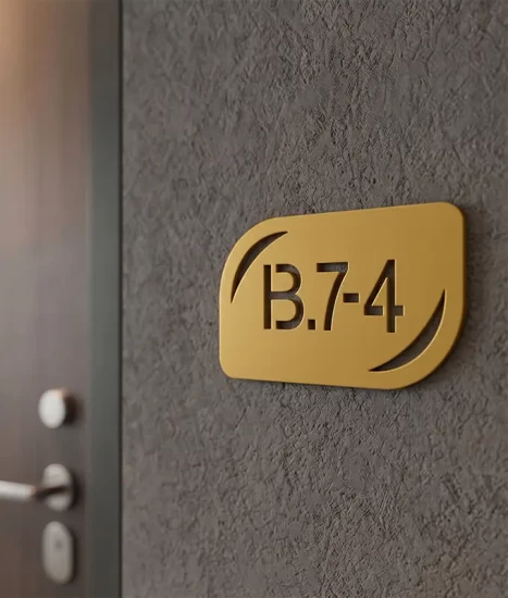 Plăcuță din tablă oțel pentru numerotare apartamente, model M1