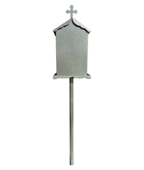 Felinar metalic pentru cimitir, GRS F4G, vopsit electrostatic gri, cu picior