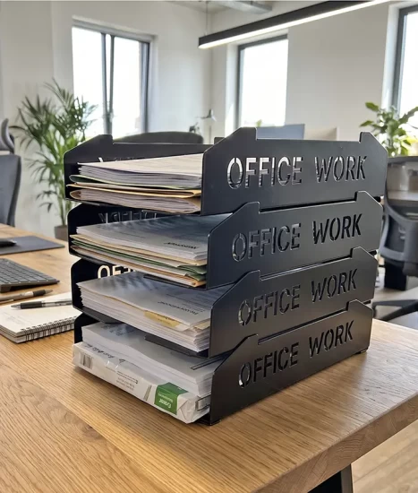 Set tăvițe metalice pentru birou OFFICE 4, OF5N-S4, model 5, negru