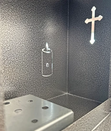 Felinar metalic pentru cimitir, GRS F5G, vopsit electrostatic gri-argintiu, fără picior