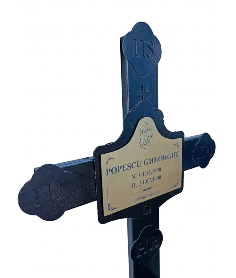 Cruce Metalică Cimitir cu felinar, GRS-CR3 – 150x62 cm, vopsită electrostatic