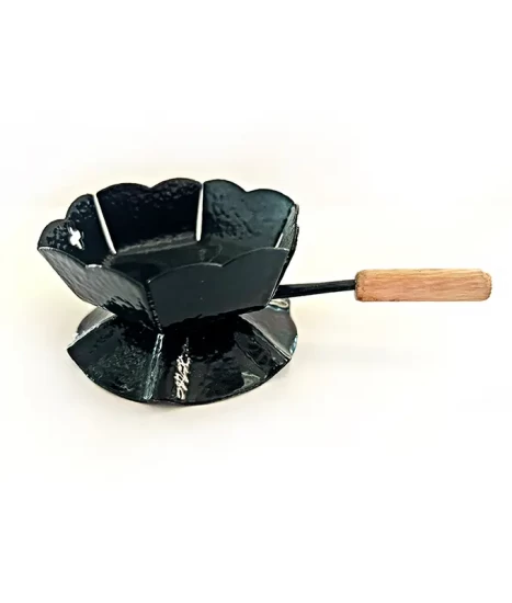 Cățuie din metal cu mâner din lemn pentru ars tămâie, GRS-K2N, negru, 62mm