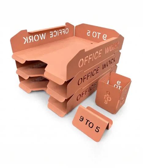Set tăvițe metalice pentru birou OFFICE 3, OF5P-S3, model 5, pink